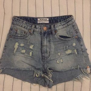 One X One Tea Spoon - High Waist Denim shorts